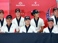 GAINESVILLE, VIRGINIA - SEPTEMBER 15: Members of Team USA are interviewed after a United States win at the conclusion of the final round of...