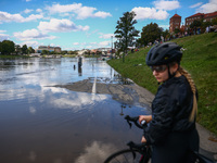 After heavy rainfall the level of the Vistula River has rised flooding a part of the boulvards in Krakow, Poland on September 15th, 2024. St...