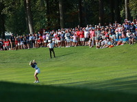 GAINESVILLE, VIRGINIA - SEPTEMBER 15: Charley Hull of Team Europe plays her second shot on the second hole during single matches on Day Thre...