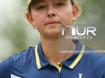 GAINESVILLE, VIRGINIA - SEPTEMBER 15: Emily Kristine Pedersen of Team Europe walks on the 6th hole during single matches on Day Three of the...