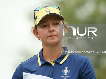 GAINESVILLE, VIRGINIA - SEPTEMBER 15: Emily Kristine Pedersen of Team Europe walks on the 6th hole during single matches on Day Three of the...