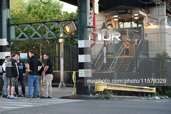 Four people are shot, including two bystanders and an NYPD officer, after two Brooklyn cops open fire on a suspect allegedly armed with a kn...