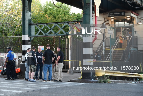 Four people are shot, including two bystanders and an NYPD officer, after two Brooklyn cops open fire on a suspect allegedly armed with a kn...