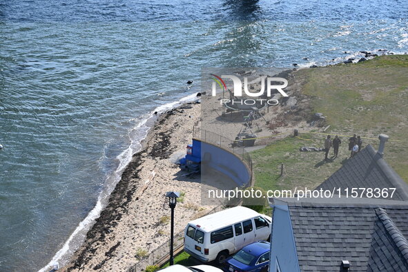 A 63-year-old man is found dead along the shoreline at 166-41 Powells Cove Blvd in Queens, New York, United States, on September 15, 2024. A...