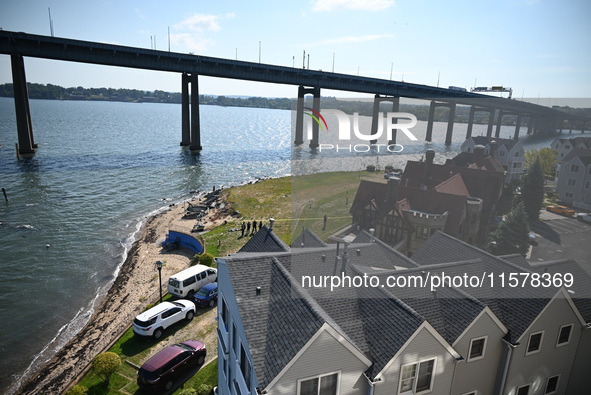 A 63-year-old man is found dead along the shoreline at 166-41 Powells Cove Blvd in Queens, New York, United States, on September 15, 2024. A...