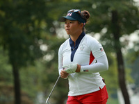 GAINESVILLE, VIRGINIA - SEPTEMBER 15: Megan Khang of the United States walks on the 8th hole during single matches on Day Three of the Solhe...