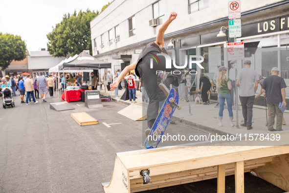 A block party in Los Feliz, United States, on September 15, 2024, dedicates the site of Walt Disney's first studio, which operates there fro...