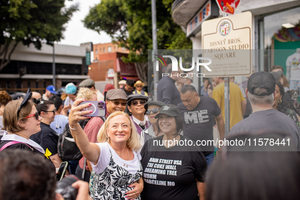 A block party in Los Feliz, United States, on September 15, 2024, dedicates the site of Walt Disney's first studio, which operates there fro...