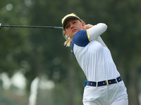 GAINESVILLE, VIRGINIA - SEPTEMBER 15: Emily Kristine Pedersen of Team Europe plays her second shot on the eighth hole during single matches...