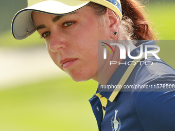 GAINESVILLE, VIRGINIA - SEPTEMBER 15: Georgia Hall of Team Europe looks over the tenth green during single matches on Day Three of the Solhe...