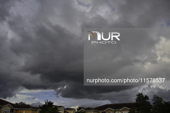 Heavy clouds are seen in Orlando, Florida, US, on October 15, 2023, and the weather is very hot. 