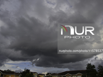 Heavy clouds are seen in Orlando, Florida, US, on October 15, 2023, and the weather is very hot. (