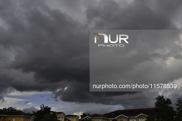 Heavy clouds are seen in Orlando, Florida, US, on October 15, 2023, and the weather is very hot. 