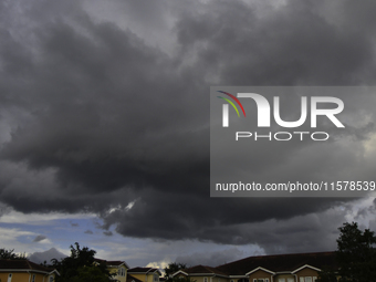 Heavy clouds are seen in Orlando, Florida, US, on October 15, 2023, and the weather is very hot. (