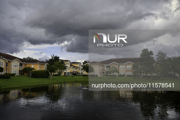 Heavy clouds are seen in Orlando, Florida, US, on October 15, 2023, and the weather is very hot. 