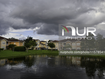 Heavy clouds are seen in Orlando, Florida, US, on October 15, 2023, and the weather is very hot. (