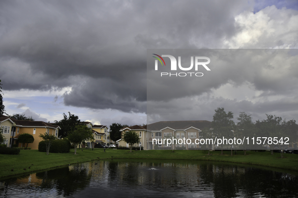 Heavy clouds are seen in Orlando, Florida, US, on October 15, 2023, and the weather is very hot. 