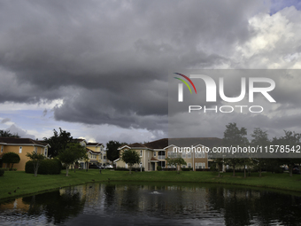 Heavy clouds are seen in Orlando, Florida, US, on October 15, 2023, and the weather is very hot. (