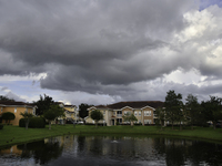 Heavy clouds are seen in Orlando, Florida, US, on October 15, 2023, and the weather is very hot. (