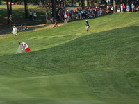 GAINESVILLE, VIRGINIA - SEPTEMBER 15: Lexi Thompson of the United States plays her second shot out of the bunker on the 15th hole during sin...