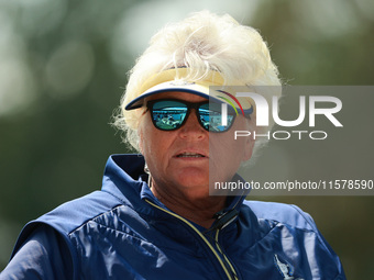 GAINESVILLE, VIRGINIA - SEPTEMBER 15: Vice Captain Laura Davies of Team Europe looks over during single matches on Day Three of the Solheim...