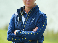 GAINESVILLE, VIRGINIA - SEPTEMBER 15: Captain Suzann Pettersen of Team Europe looks over during single matches on Day Three of the Solheim C...