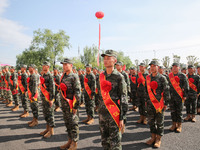 New recruits attend a send-off ceremony for the 2024 autumn Army recruits in Lianyungang, China, on September 16, 2024. (