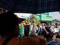 Hundreds of Muslims participate in the boat procession tradition, known as 'Kirab Perahu,' during the Prophet Muhammad's birthday celebratio...