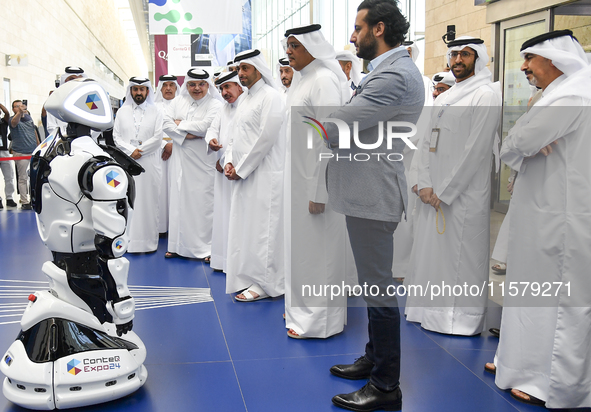 People visit the ConteQ Expo24 (Advanced Technology for Construction & Services Expo) at the Qatar National Convention Centre (QNCC) in Doha...