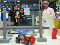 People visit 3D construction printing technology at the ConteQ Expo24 (Advanced Technology for Construction & Services Expo) at the Qatar Na...