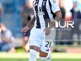 Douglas Luiz of Juventus FC in action during the Serie A Enilive match between Empoli FC and Juventus FC at Stadio Carlo Castellani on Septe...