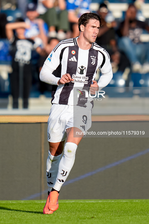 Dusan Vlahovic of Juventus FC during the Serie A Enilive match between Empoli FC and Juventus FC at Stadio Carlo Castellani on September 14,...