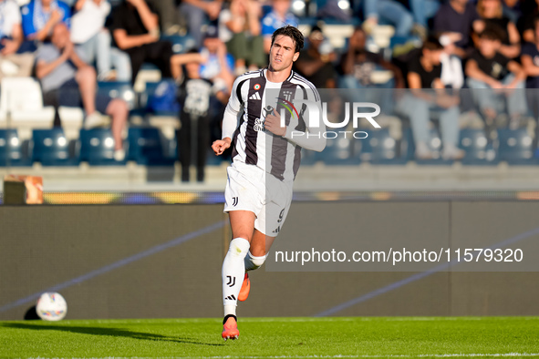 Dusan Vlahovic of Juventus FC during the Serie A Enilive match between Empoli FC and Juventus FC at Stadio Carlo Castellani on September 14,...