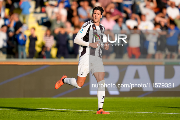 Dusan Vlahovic of Juventus FC during the Serie A Enilive match between Empoli FC and Juventus FC at Stadio Carlo Castellani on September 14,...