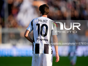 Kenan Yildiz of Juventus FC looks on during the Serie A Enilive match between Empoli FC and Juventus FC at Stadio Carlo Castellani on Septem...