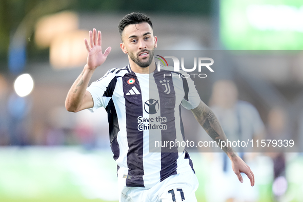 Nicolas Gonzalez of Juventus FC gestures during the Serie A Enilive match between Empoli FC and Juventus FC at Stadio Carlo Castellani on Se...