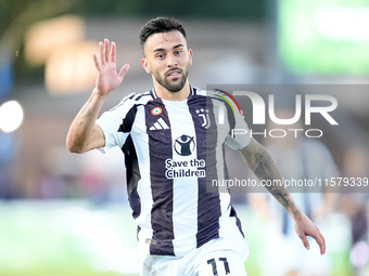 Nicolas Gonzalez of Juventus FC gestures during the Serie A Enilive match between Empoli FC and Juventus FC at Stadio Carlo Castellani on Se...