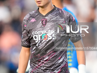 Sebastiano Esposito of Empoli FC looks on during the Serie A Enilive match between Empoli FC and Juventus FC at Stadio Carlo Castellani on S...