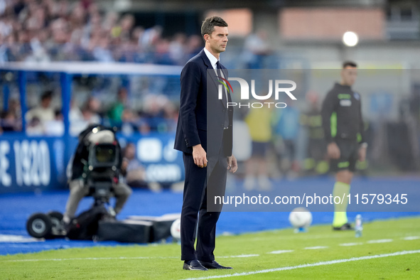 Thiago Motta head coach of Juventus FC looks on during the Serie A Enilive match between Empoli FC and Juventus FC at Stadio Carlo Castellan...