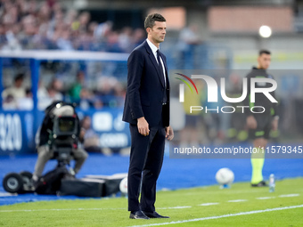 Thiago Motta head coach of Juventus FC looks on during the Serie A Enilive match between Empoli FC and Juventus FC at Stadio Carlo Castellan...