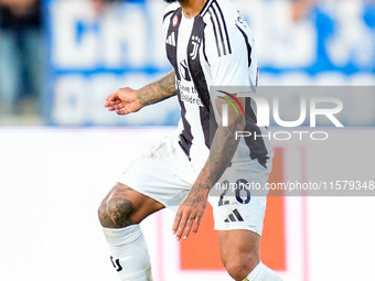 Douglas Luiz of Juventus FC in action during the Serie A Enilive match between Empoli FC and Juventus FC at Stadio Carlo Castellani on Septe...