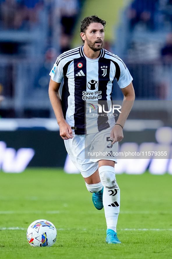 Manuel Locatelli of Juventus FC in action during the Serie A Enilive match between Empoli FC and Juventus FC at Stadio Carlo Castellani on S...