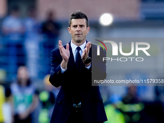 Thiago Motta head coach of Juventus FC gestures during the Serie A Enilive match between Empoli FC and Juventus FC at Stadio Carlo Castellan...