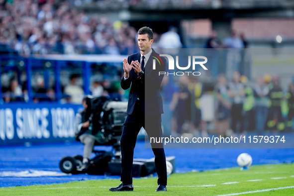 Thiago Motta head coach of Juventus FC gestures during the Serie A Enilive match between Empoli FC and Juventus FC at Stadio Carlo Castellan...