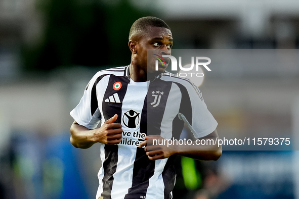 Pierre Kalulu of Juventus FC looks on during the Serie A Enilive match between Empoli FC and Juventus FC at Stadio Carlo Castellani on Septe...