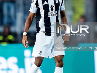 Khephren Thuram of Juventus FC in action during the Serie A Enilive match between Empoli FC and Juventus FC at Stadio Carlo Castellani on Se...