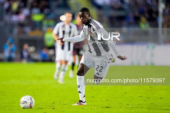 Timothy Weah of Juventus FC during the Serie A Enilive match between Empoli FC and Juventus FC at Stadio Carlo Castellani on September 14, 2...