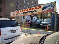 NYPD crime scene investigators search for evidence where a 32-year-old man is shot numerous times and killed in Manhattan, New York, United...