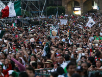 Hundreds of people attend the Zocalo in the main square to listen to Mexican President Lopez Obrador shout the 214th Anniversary of Mexico's...