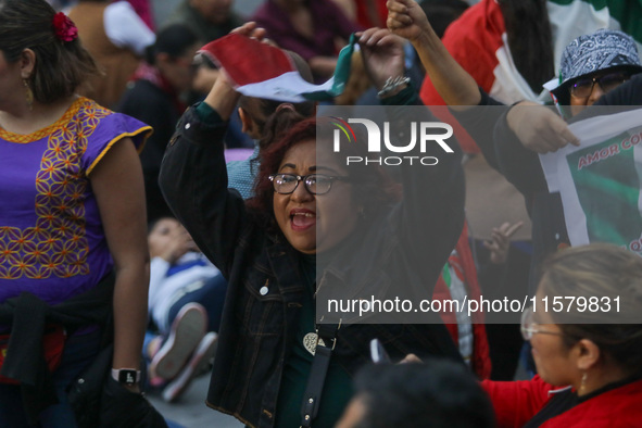 Hundreds of people attend the Zocalo in the main square to listen to Mexican President Lopez Obrador shout the 214th Anniversary of Mexico's...